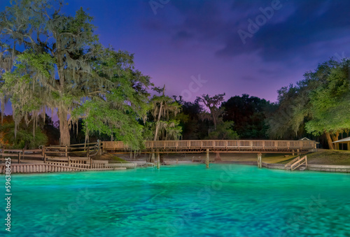 Hart Springs illuminated at Night  Gilchrist County  Florida