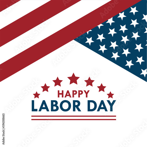 waving america flag with labor day typography, 1 may, united state design concept, beautiful USA flag composition. Labor Day poster design