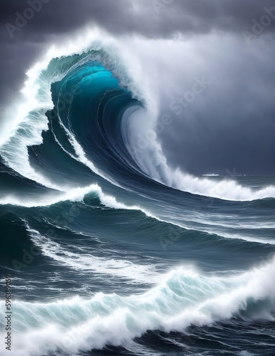 An ocean with blusterous storm waves