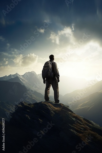 A man standing on a mountain