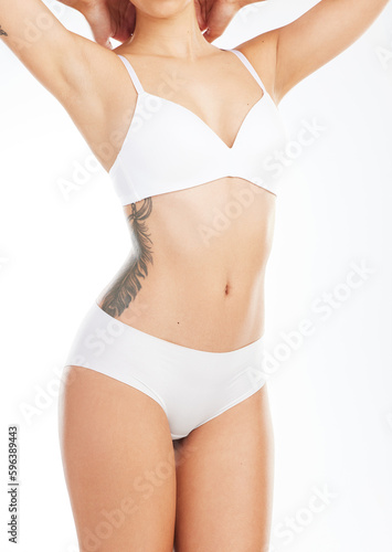 The best foundation is clear skin. Studio shot of an unrecognizable woman posing against a white background.
