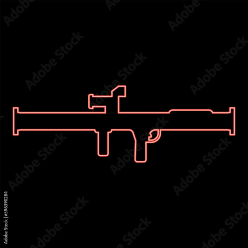 Neon store grenade launcher bazooka gun rocket system red color vector illustration image flat style
