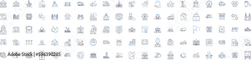 Advertising business line icons collection. Branding, Marketing, Promotions, Campaigns, Communications, Media, Creative vector and linear illustration. Strategy,Messaging,Advertising Generative AI