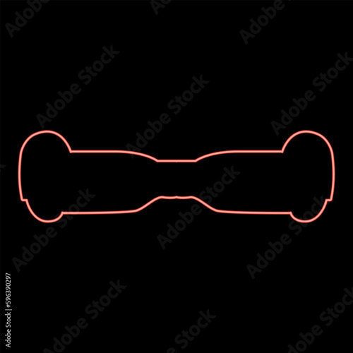 Neon gyro board scooter hoverboard two wheel electric self balancing eco red color vector illustration image flat style