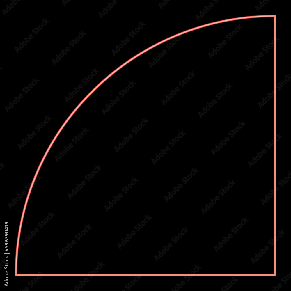 Neon part circle 1/4 4 four red color vector illustration image flat style Neon part circle 1/4 4 four red color vector illustration image flat style