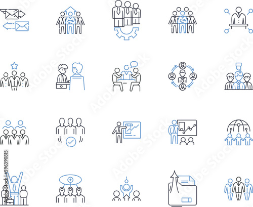 Operational workshop line icons collection. Efficiency, Productivity, Optimization, Streamlining, Strategies, Workflows, Processes vector and linear illustration. Generative AI
