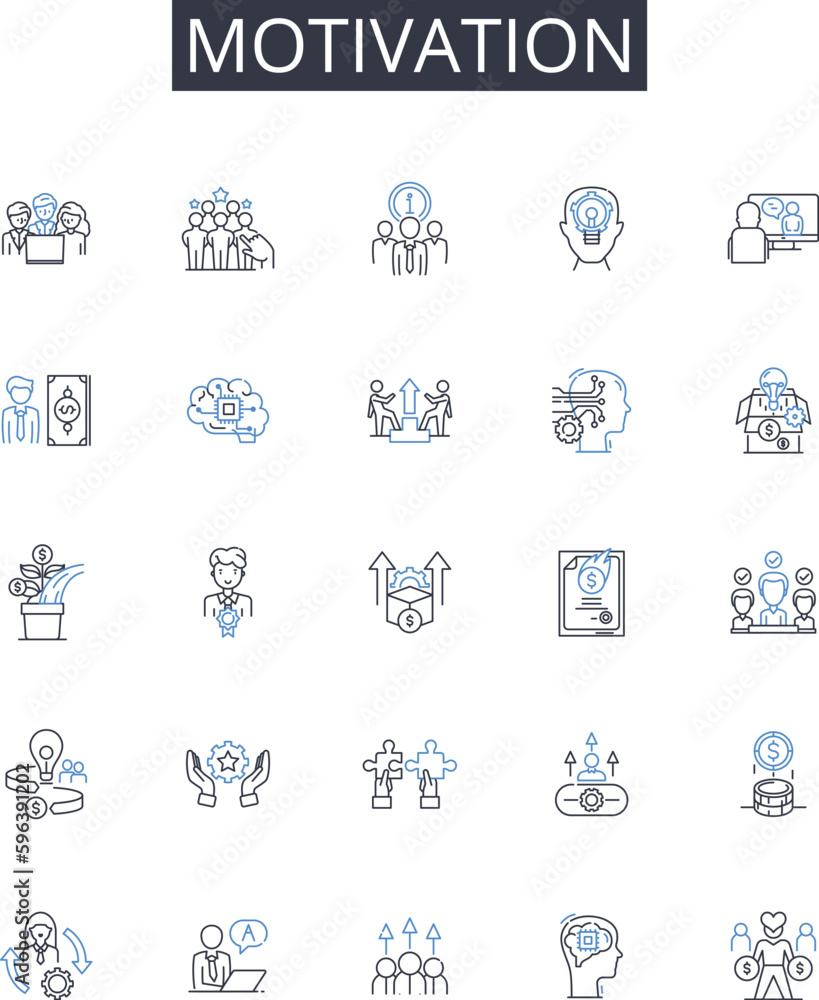 Motivation line icons collection. Enthusiasm, Drive, Inspiration, Ambition, Passion, Zeal, Energy vector and linear illustration. Fire,Dedication,Incentive outline signs set Generative AI