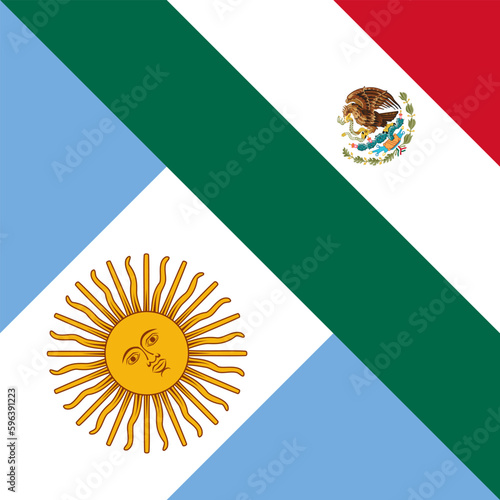 harmony icon of argentina and mexico flags. vector illustration