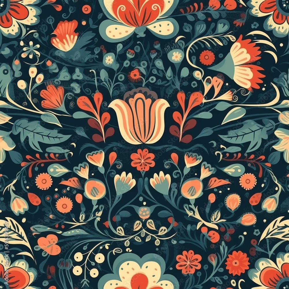 Beautiful elegant flower seamless pattern, created with generative AI Beautiful elegant flower seamless pattern, created with generative AI