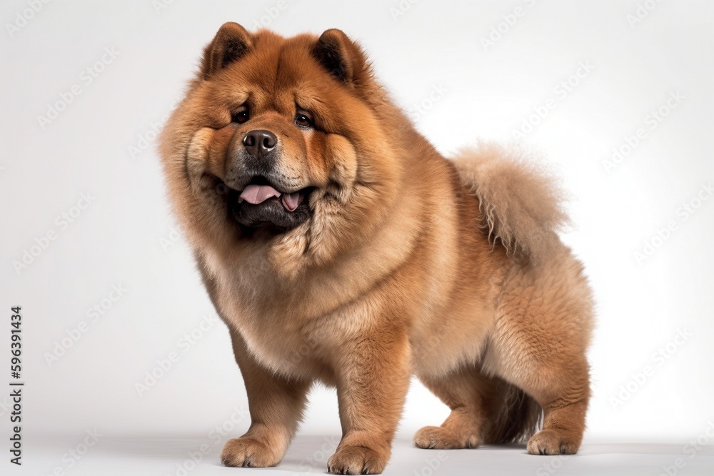 Cute chow chow dog in studio, created with generative AI