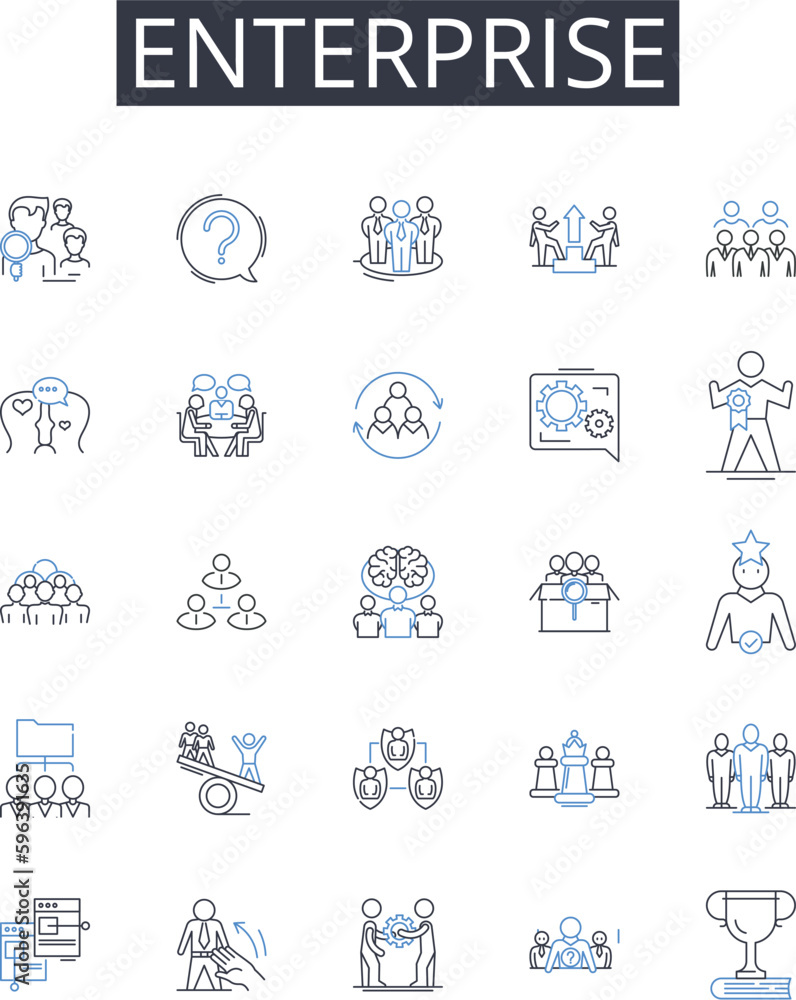 Enterprise line icons collection. Business, Corporation, Company, Organization, Firm, Establishment, Institution vector and linear illustration. Venture,Trade,Commercialism outline signs Generative AI