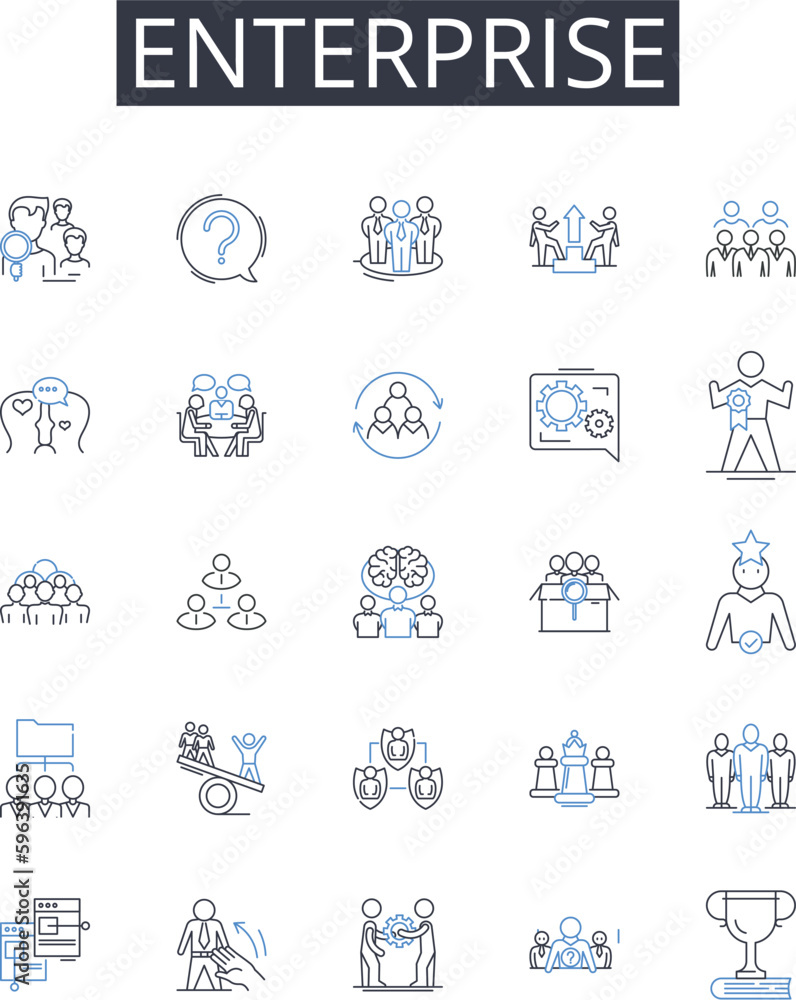 Enterprise line icons collection. Business, Corporation, Company, Organization, Firm, Establishment, Institution vector and linear illustration. Venture,Trade,Commercialism outline signs Generative AI Enterprise line icons collection. Business, Corporation, Company, Organization, Firm, Establishment, Institution vector and linear illustration. Venture,Trade,Commercialism outline signs Generative AI
