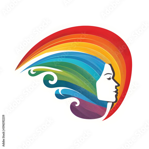 Rainbow symbol on white square background