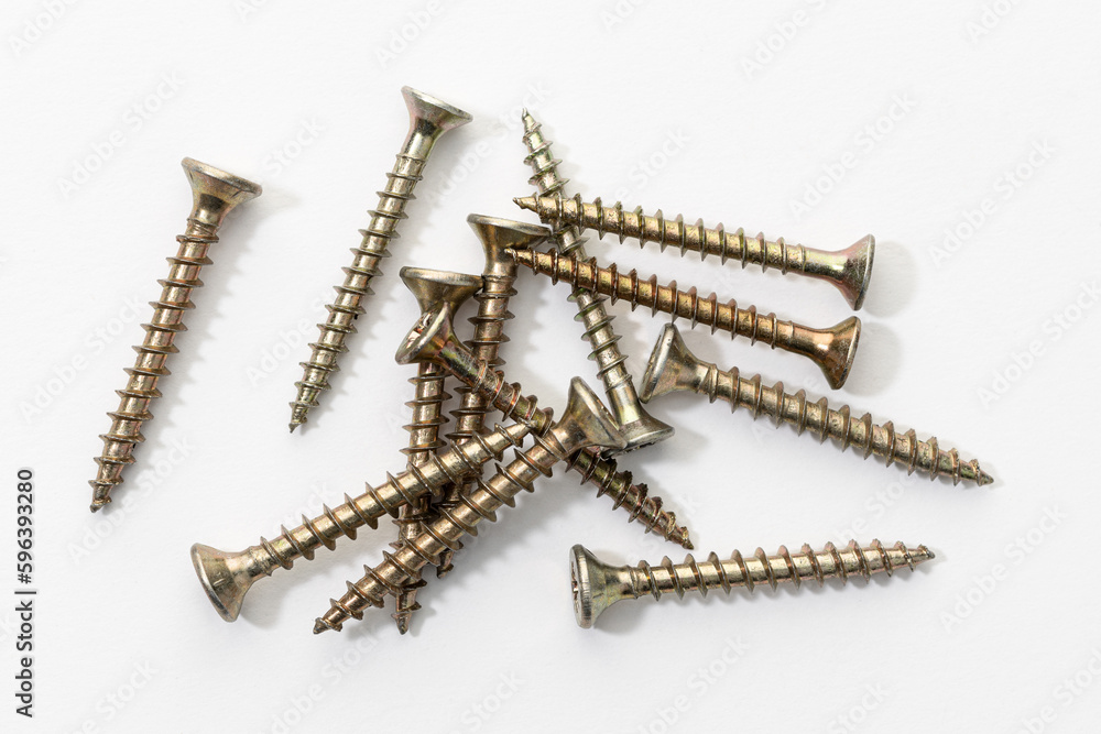 Group of wood screws isolated on white background Group of wood screws isolated on white background