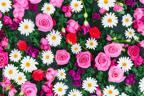 PINK FLOWERS WALLPAPER BACKGROUND - Generative AI technology