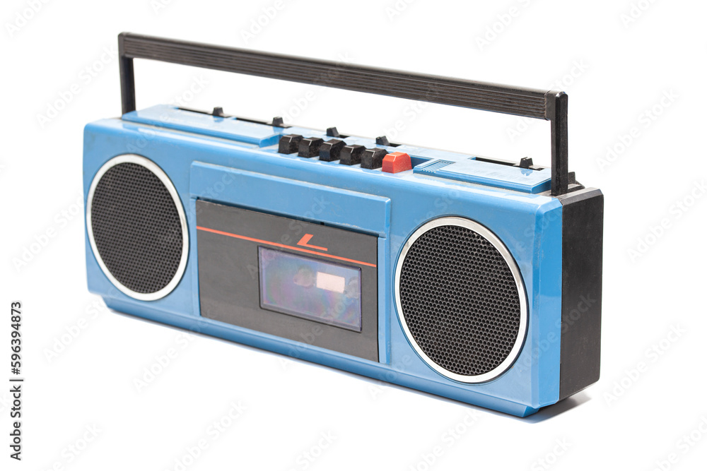 Old portable stereo cassette recorder. Old portable stereo cassette recorder.