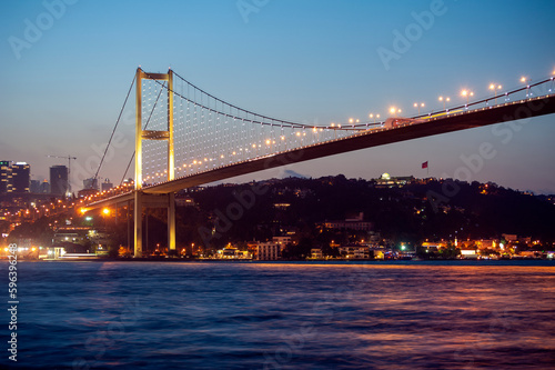 night view the bosphorus bridge in istanbul turkey