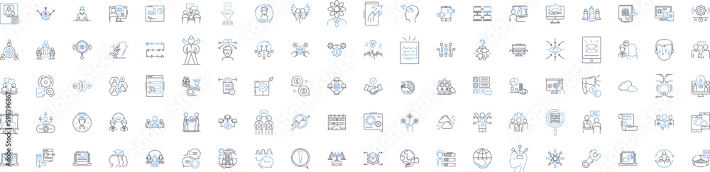 Employee idea line icons collection. Innovation, Creativity, Brainstorming, Ideation, Collaboration, Imagination, Ingenuity vector and linear illustration. Exploration,Inspiration,Vision Generative AI