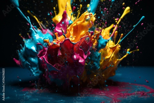 A colorful explosion of paint splashes as a paradigm. Generative AI