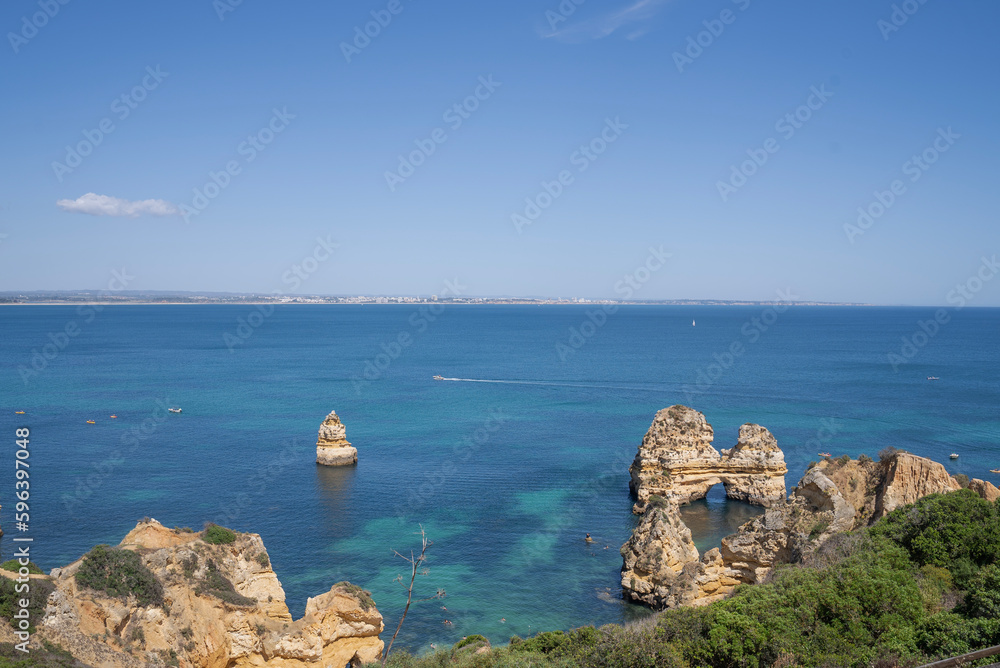 landscape view of the caves and cliffs ponta da piedade in lagos 