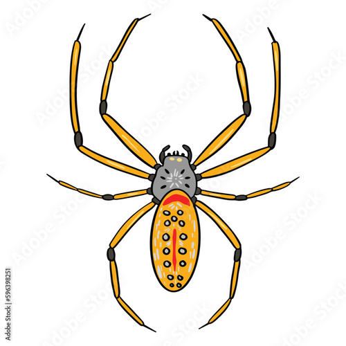 Golden yellow web spider ,good for graphic design resources, posters, banners, templates, prints, coloring books and more.