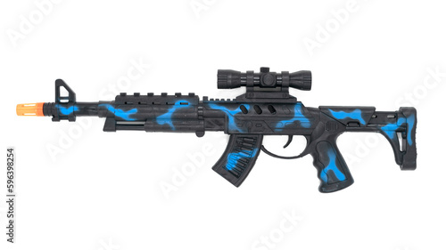 Black machine toy gun isolated on white background