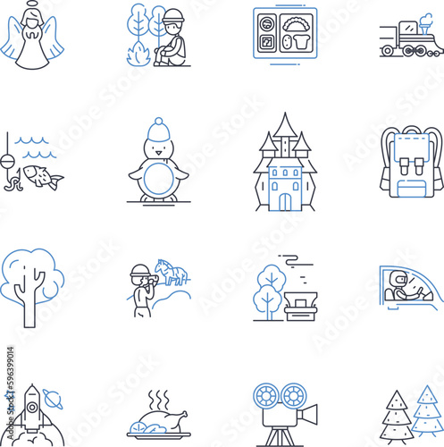 Happy events PLC line icons collection. oyous, celebrations, festivity, jubilation, elation, merrymaking, cheerfulness vector and linear illustration. euphoria, glee, exuberance outline Generative AI