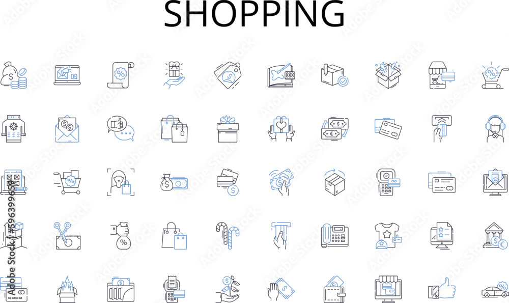 Shopping line icons collection. Automation, Robotics, Mechanization, Integration, Efficiency, Precision, Assembly vector and linear illustration. Calibration,Production,Maintenance Generative AI