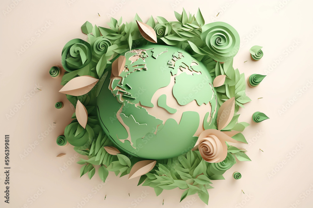 Paper art, World, Econemy, Earth,green planet, forest, AI generated Paper art, World, Econemy, Earth,green planet, forest, AI generated