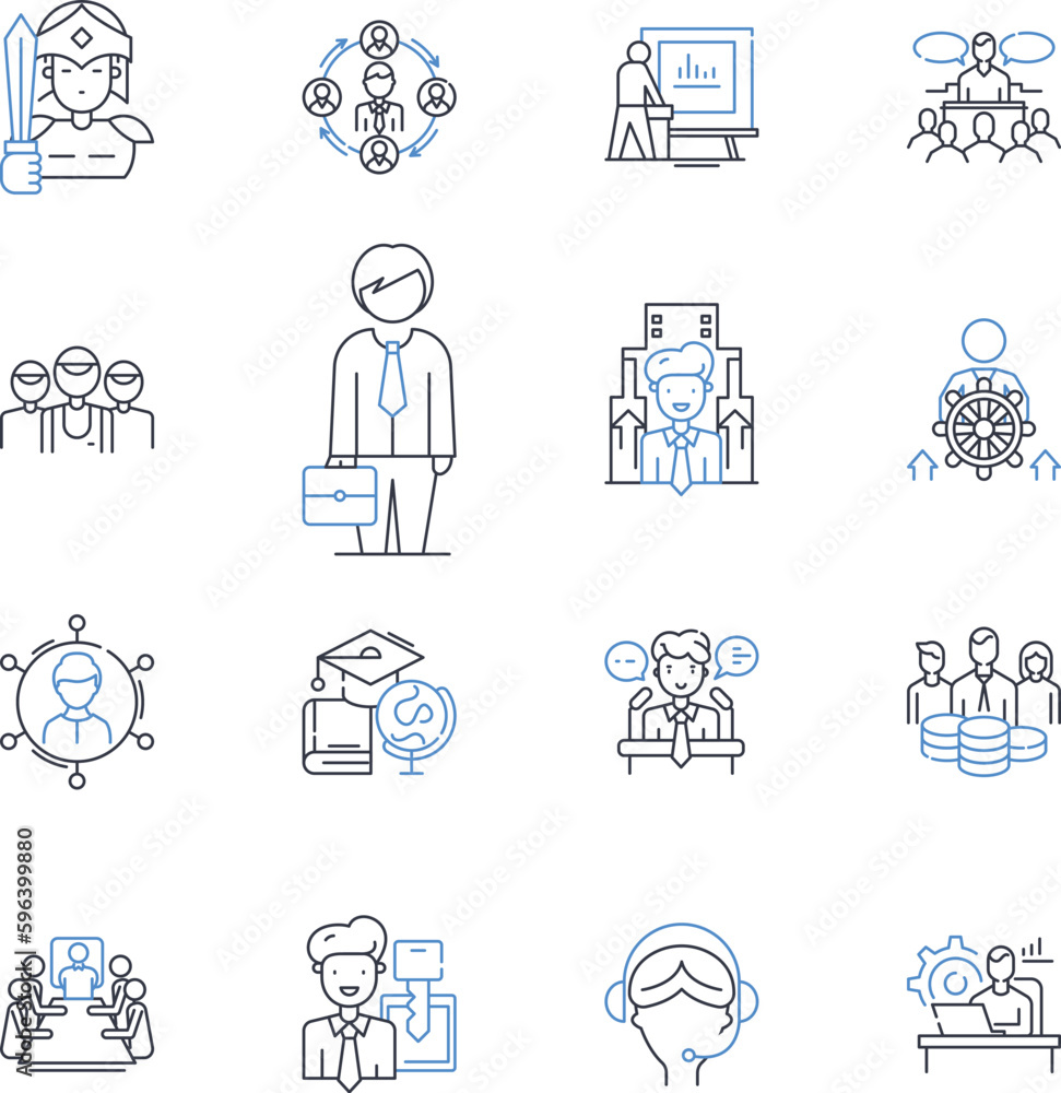 Professional mobility line icons collection. Relocation, Transfer, Migration, Shifting, Displacement, Transition, Movement vector and linear illustration. Career,Job,Employment outline Generative AI