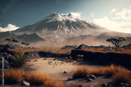 The breathtaking landscape of Mount Kilimanjaro  a natural wonder of Africa. Generated by AI 
