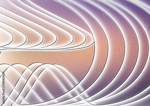 Fototapeta Naklejka Na Ścianę i Meble -  purple pink and orange background with white glowing curves in repeated pattern reminding sound waves spreading thru environment