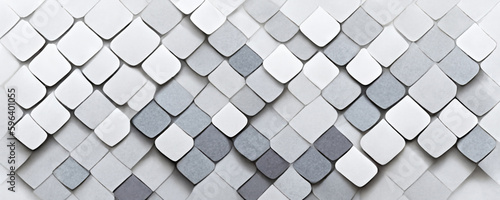 Scale pattern. Mosaic background. Cell texture. Gray white monochrome gradient asymmetric curve block segment decorative design art abstract illustration.