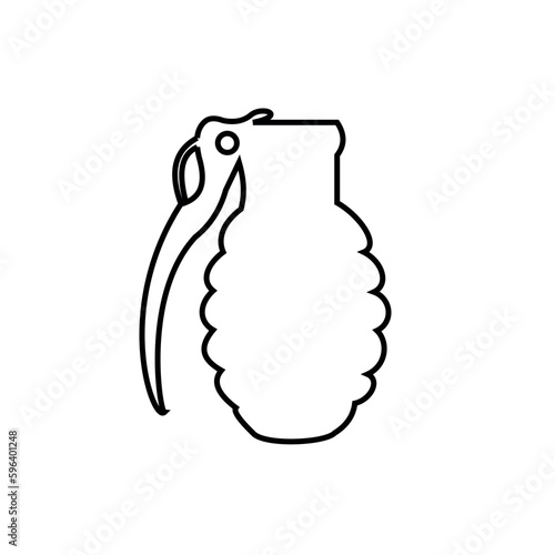 Black outline of a military grenade isolated on a white background. Military grenade icon