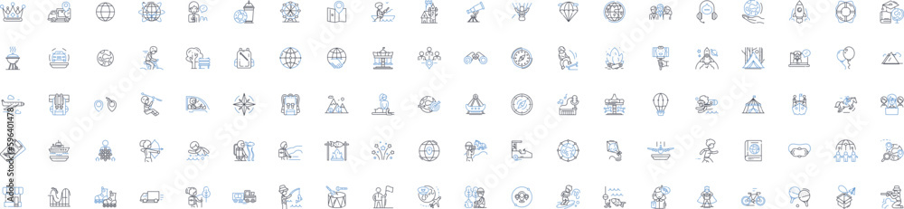 Journey adventure line icons collection. Expedition, Trek, Safari, Odyssey, Escapade, Pilgrimage, Exploration vector and linear illustration. Excursion,Wanderlust,Roaming outline signs Generative AI Journey adventure line icons collection. Expedition, Trek, Safari, Odyssey, Escapade, Pilgrimage, Exploration vector and linear illustration. Excursion,Wanderlust,Roaming outline signs Generative AI