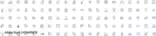 Journey adventure line icons collection. Expedition, Trek, Safari, Odyssey, Escapade, Pilgrimage, Exploration vector and linear illustration. Excursion,Wanderlust,Roaming outline signs Generative AI