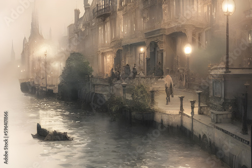 Photographs of fantastic and mystical Venice.Generative AI 