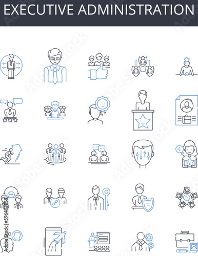 Executive administration line icons collection. Management leadership, Corporate ownership, Professional governance, Fiscal management, Business direction, Senior supervision, Generative AI