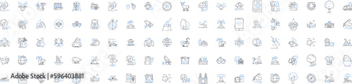 Grand adventure line icons collection. Explore, Journey, Expedition, Quest, Wanderlust, Trek, Thrill vector and linear illustration. Adventure,Excitement,Challenge outline signs set Generative AI