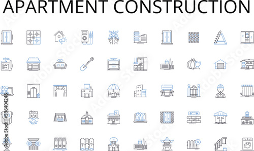 Apartment construction line icons collection. Renovation, Restoration, Remodeling, Makeover, Upgrade, Refurnish, Refit vector and linear illustration. Redesign,Overhaul,Rejuvenate Generative AI