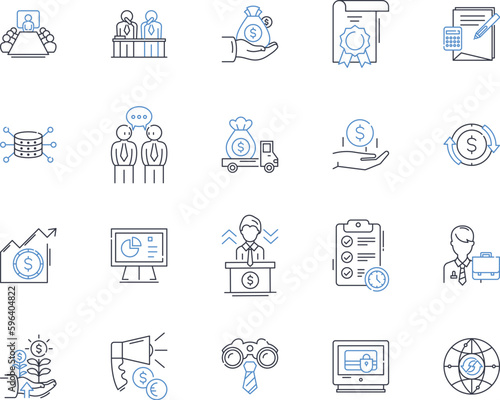 Merger and integration line icons collection. Consolidation , Amalgamation , Union , Synergy , Fusion , Acquisition , Collaboration vector and linear illustration. Integration Generative AI