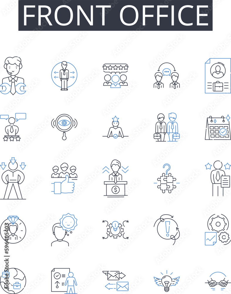 Front office line icons collection. Loyalty, Devotion, Persistence, Dedication, Resilience, Devotion, Steadfastness vector and linear illustration. Determination,Diligence,Commitment Generative AI