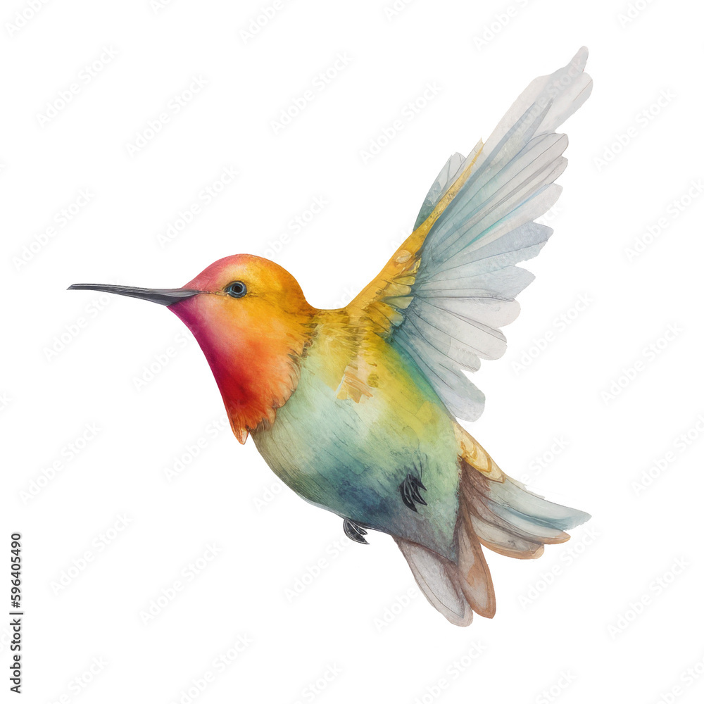 bird hummingbird watercolor. generative ai