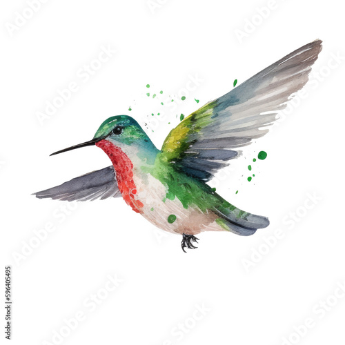 bird hummingbird watercolor. generative ai © ku4erashka