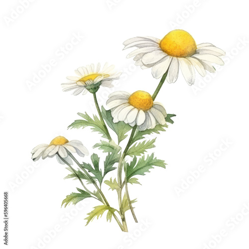 chamomile flower watercolor. generative ai