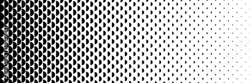 horizontal black halftone of semicircle design for pattern and background.
