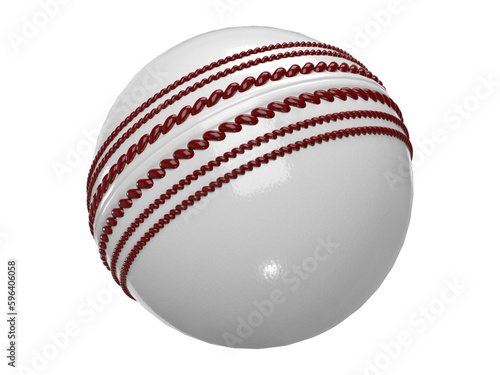 Isolated Kookaburra White Cricket World Cup Ball on White Background, 3d Render Illustration
