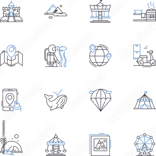 Musical entertainment line icons collection. Performance, Concert, Musician, Festival, Melody, Harmony, Rhythm vector and linear illustration. Beat,Instrumental,Singing outline signs set Generative AI