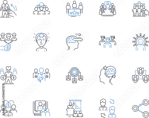 Product Innovation line icons collection. Disruptive, Radical, Transformational, Piering, Inventive, Novel, Progressive vector and linear illustration. Generative AI photo