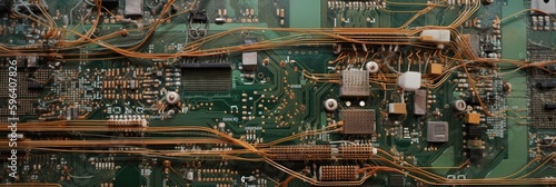 A detailed image of a circuit board  with its intricate network of wires and components  concept of Electronic connections  created with Generative AI technology